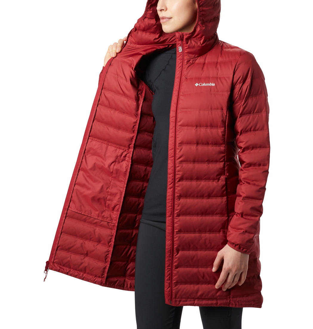 Columbia Women Red Lake 22 Down Long Hooded Jacket