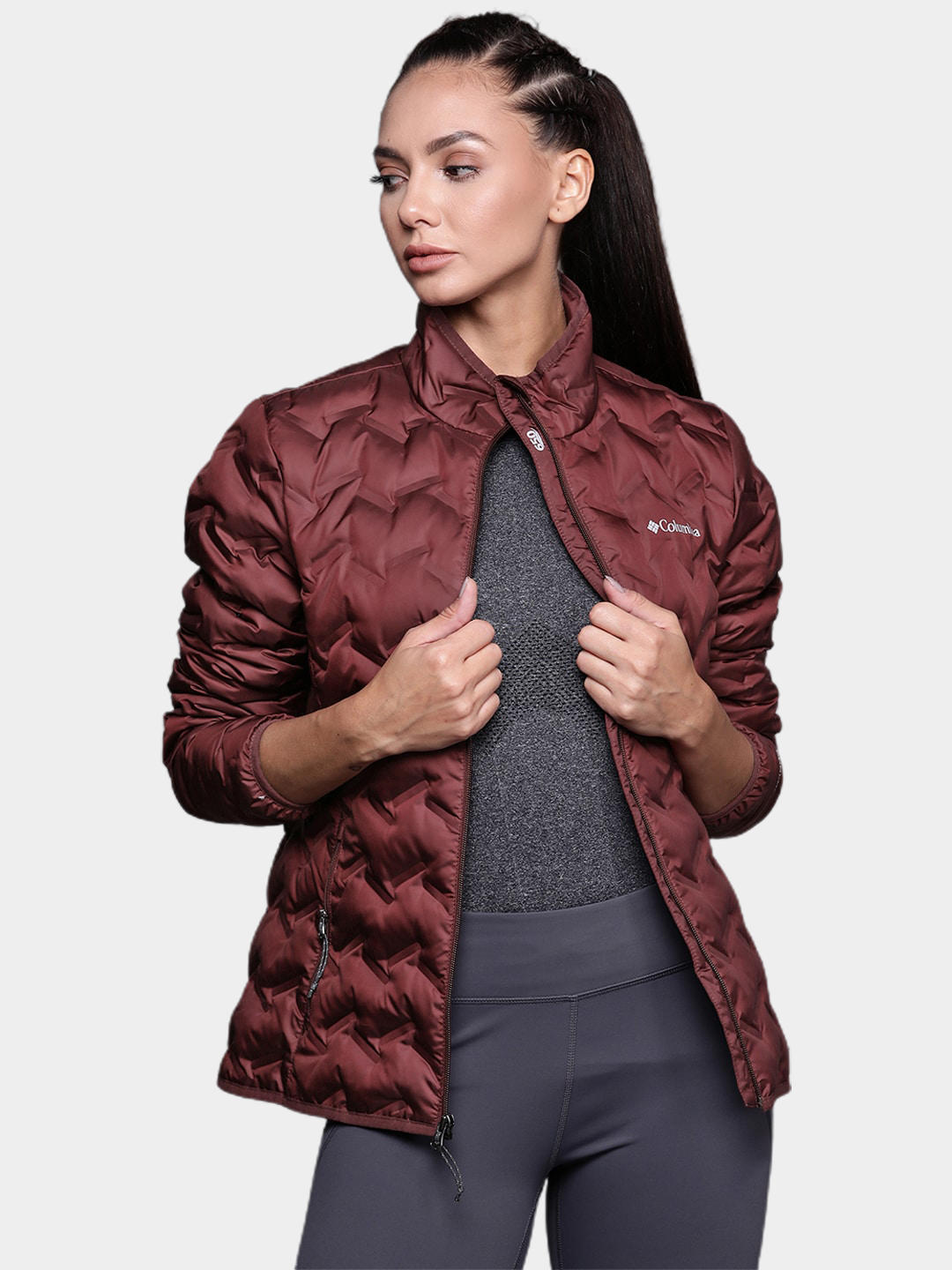Columbia Women Maroon Delta Ridge Down Jacket