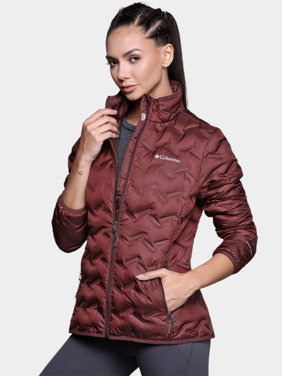 Columbia Women Maroon Delta Ridge Down Jacket