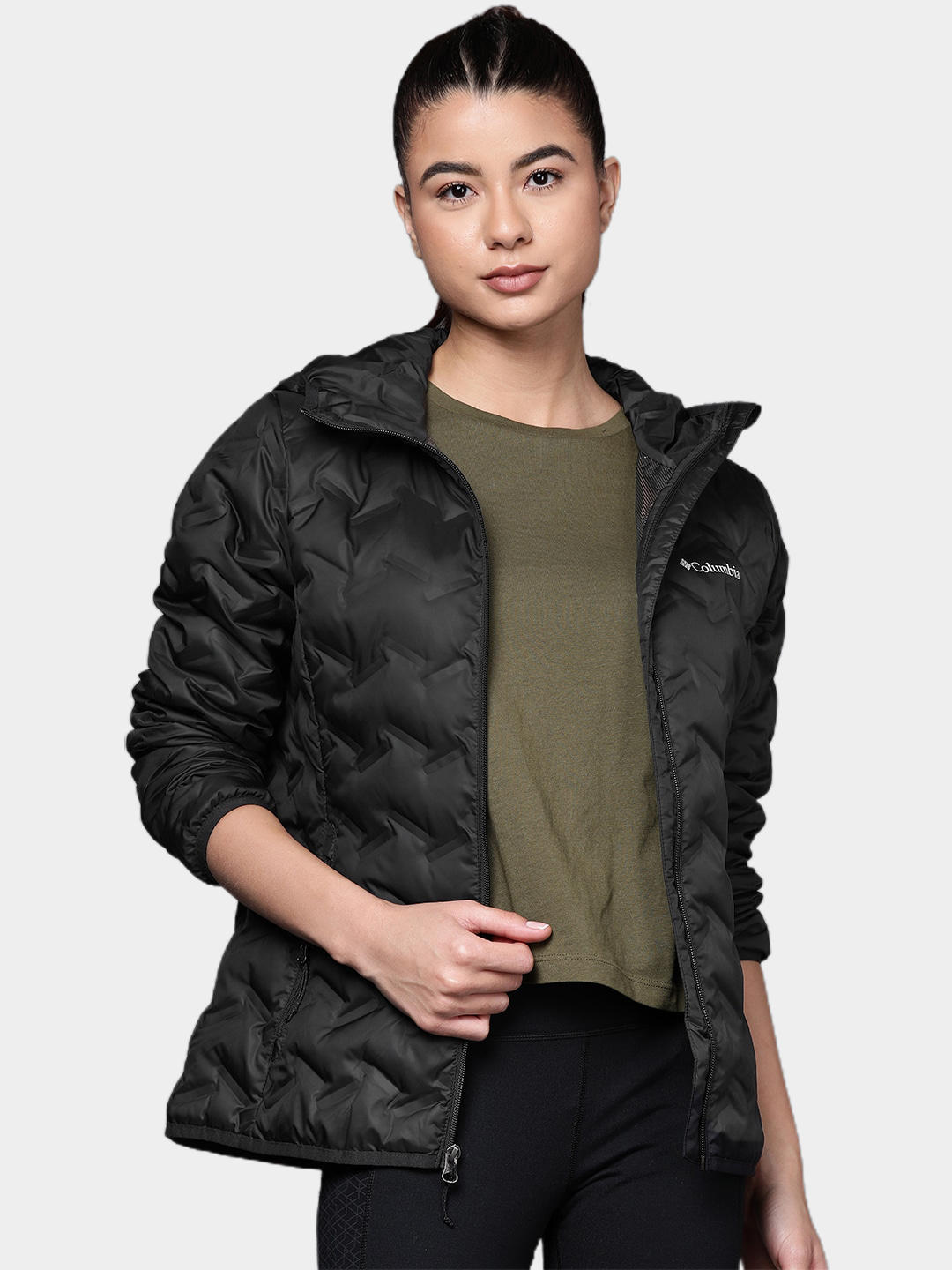 Columbia Women Black Delta Ridge Down Hooded Jacket