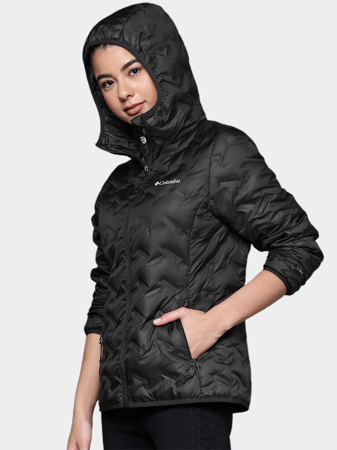Columbia Women Black Delta Ridge Down Hooded Jacket