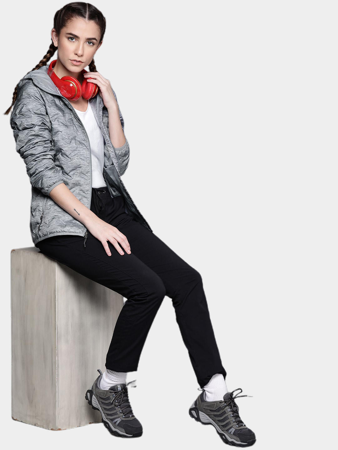 Columbia Women Grey Delta Ridge Down Hooded Jacket