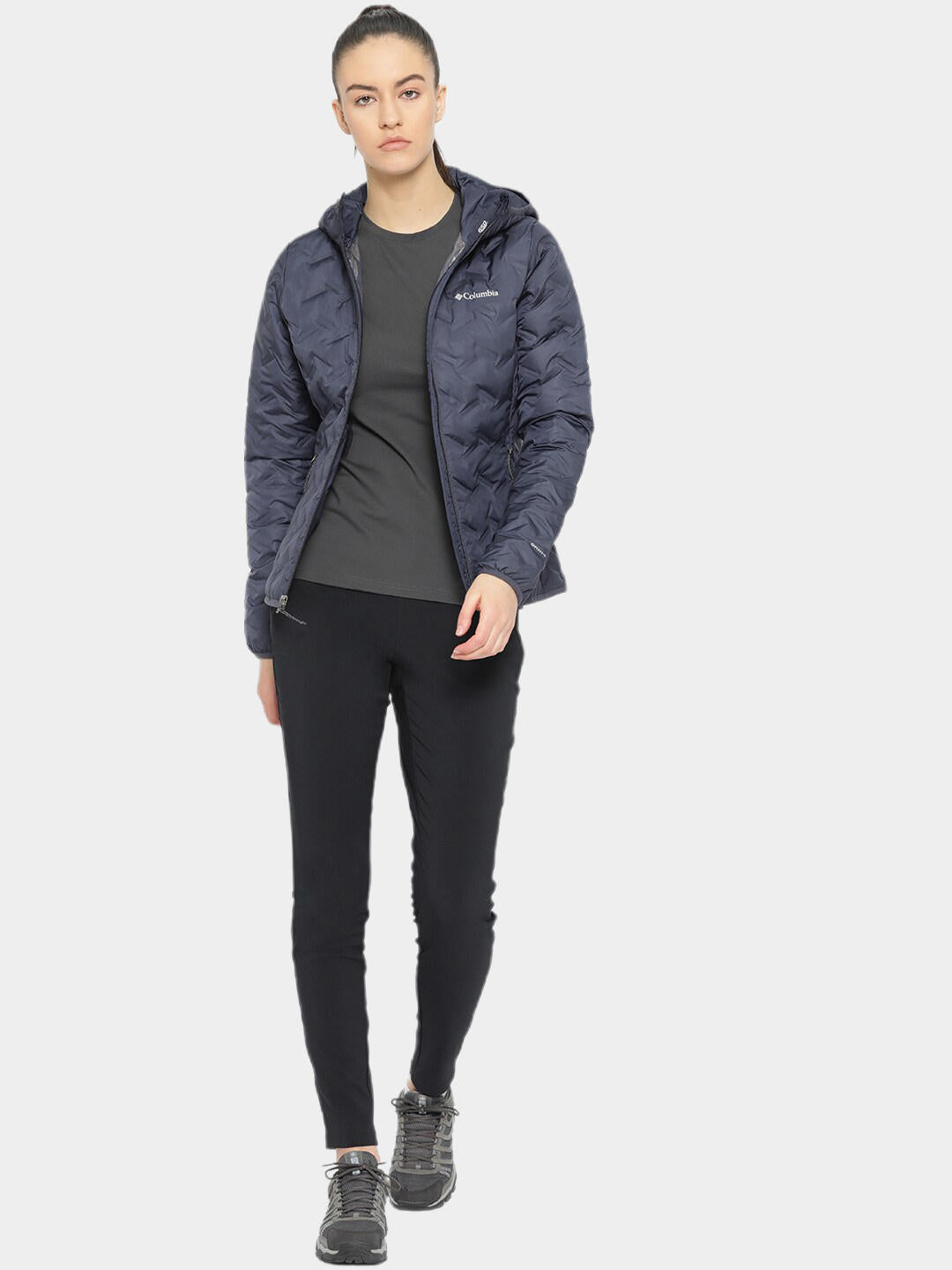 Columbia Women Blue Delta Ridge Down Hooded Jacket