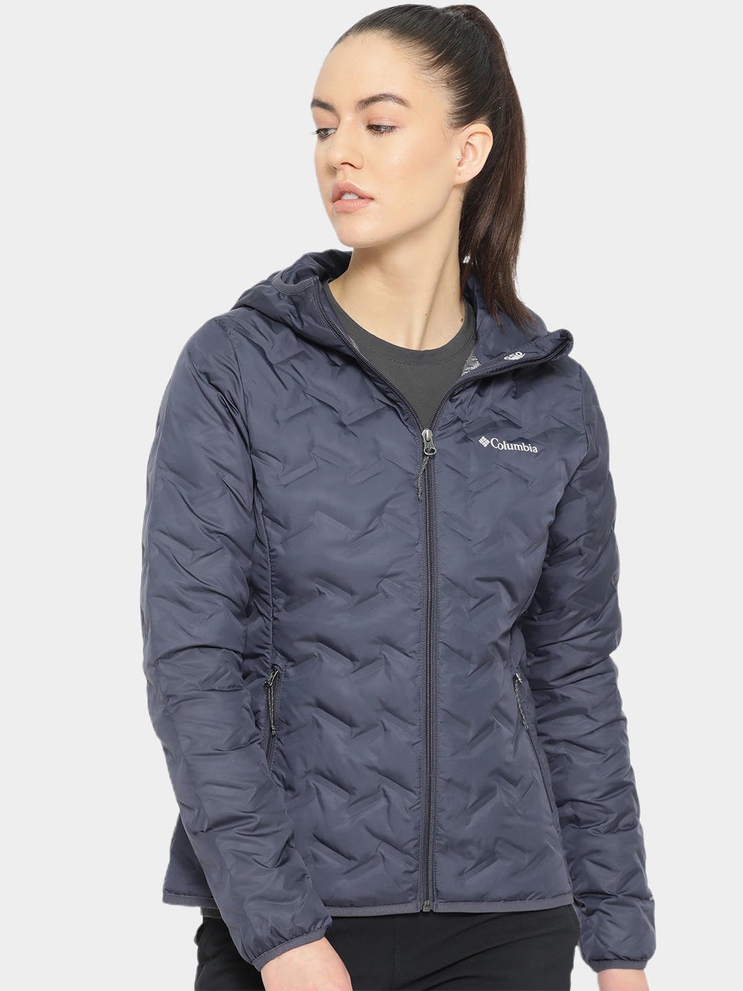 Columbia Women Blue Delta Ridge Down Hooded Jacket