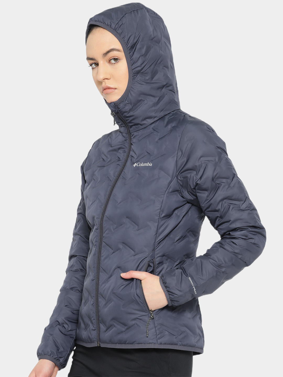 Columbia Women Blue Delta Ridge Down Hooded Jacket