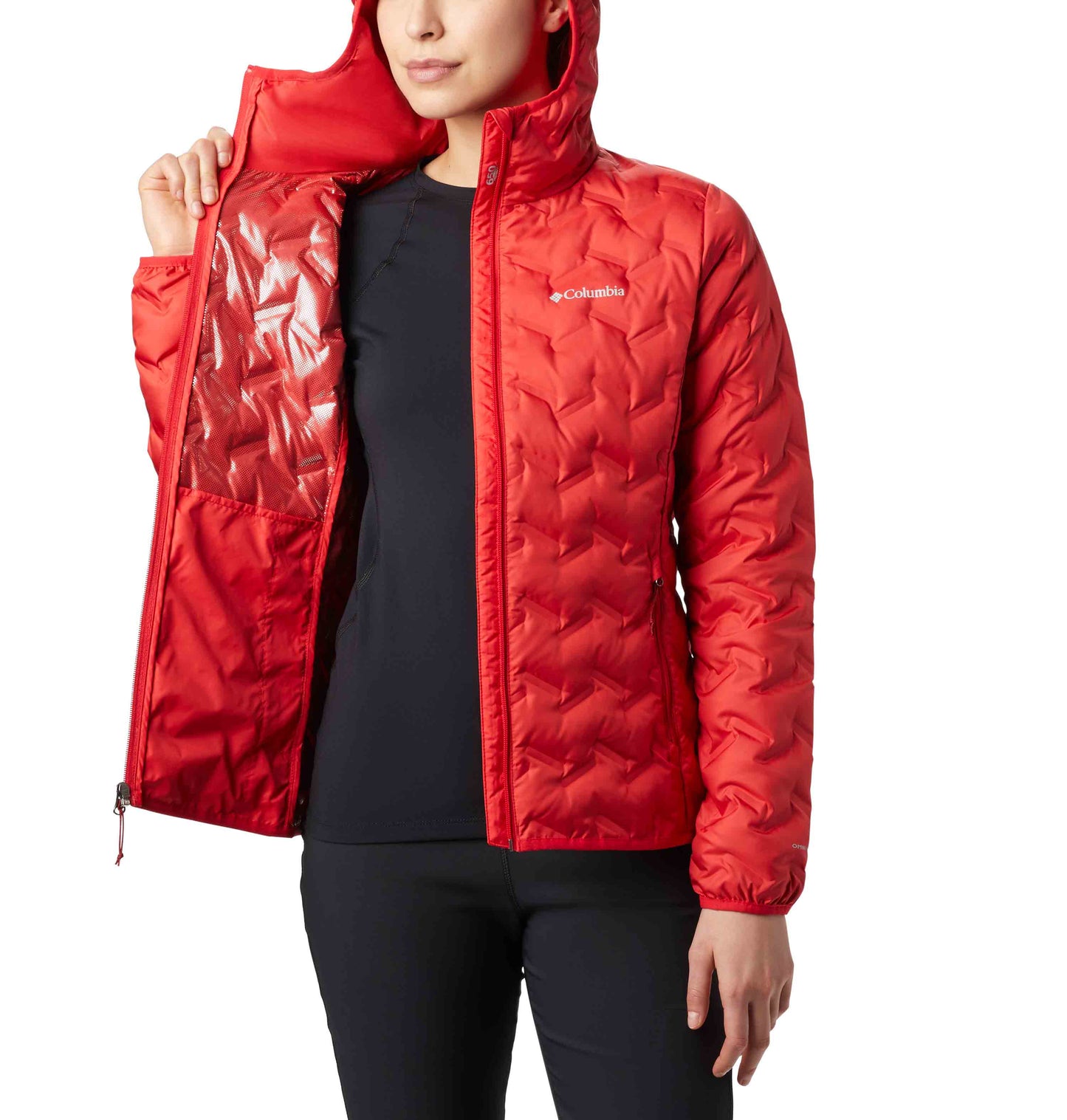 Columbia Women Red Delta Ridge Down Hooded Jacket