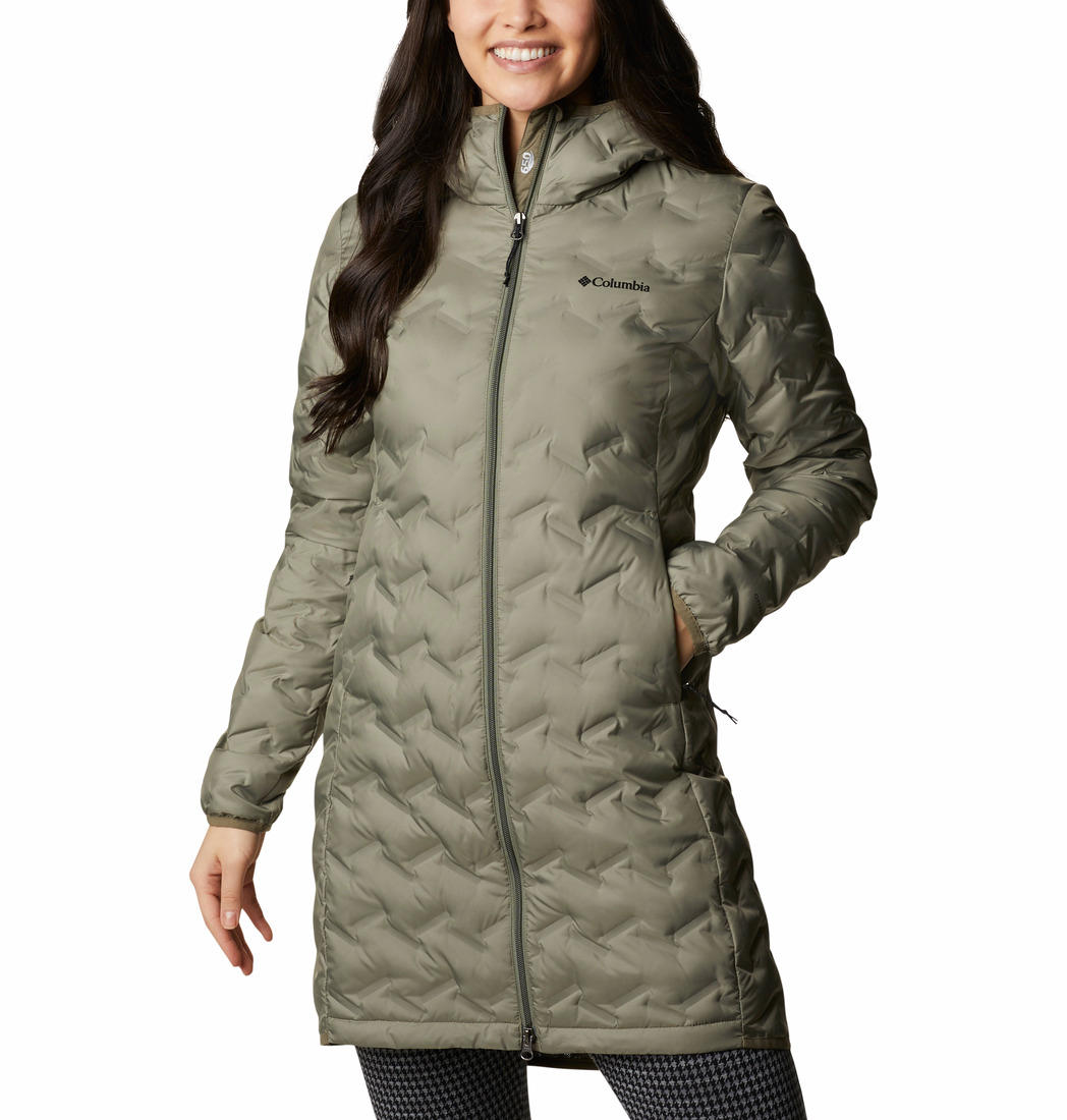 Columbia Women Olive Delta Ridge Long Down Jacket