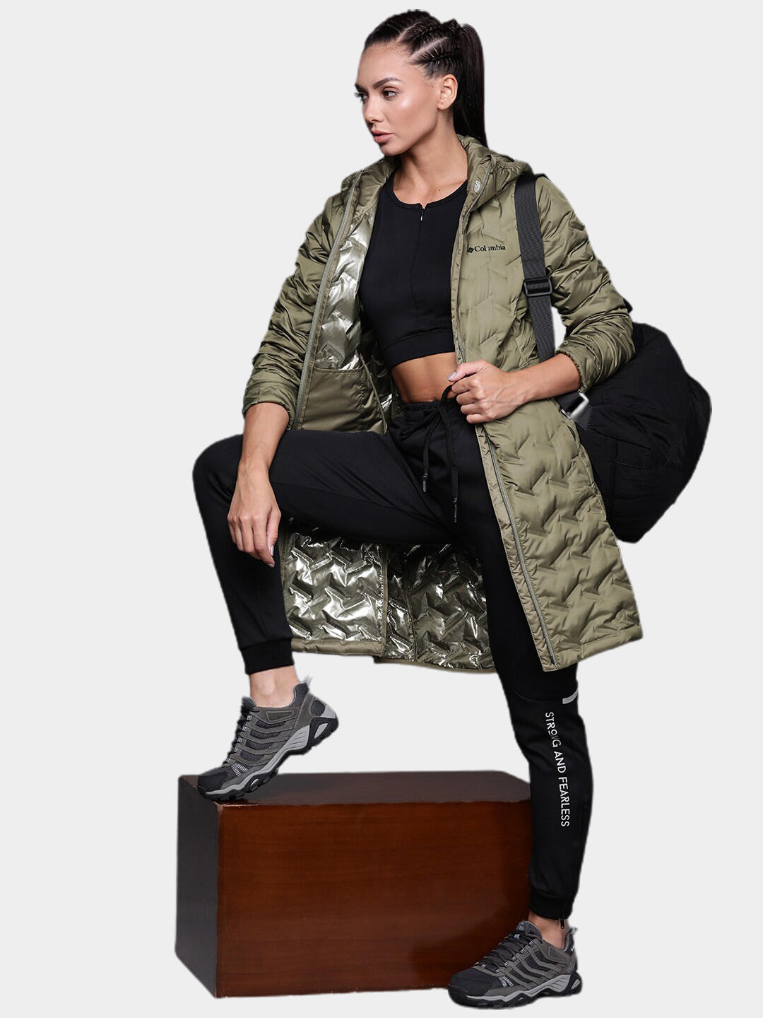 Columbia Women Olive Delta Ridge Long Down Jacket