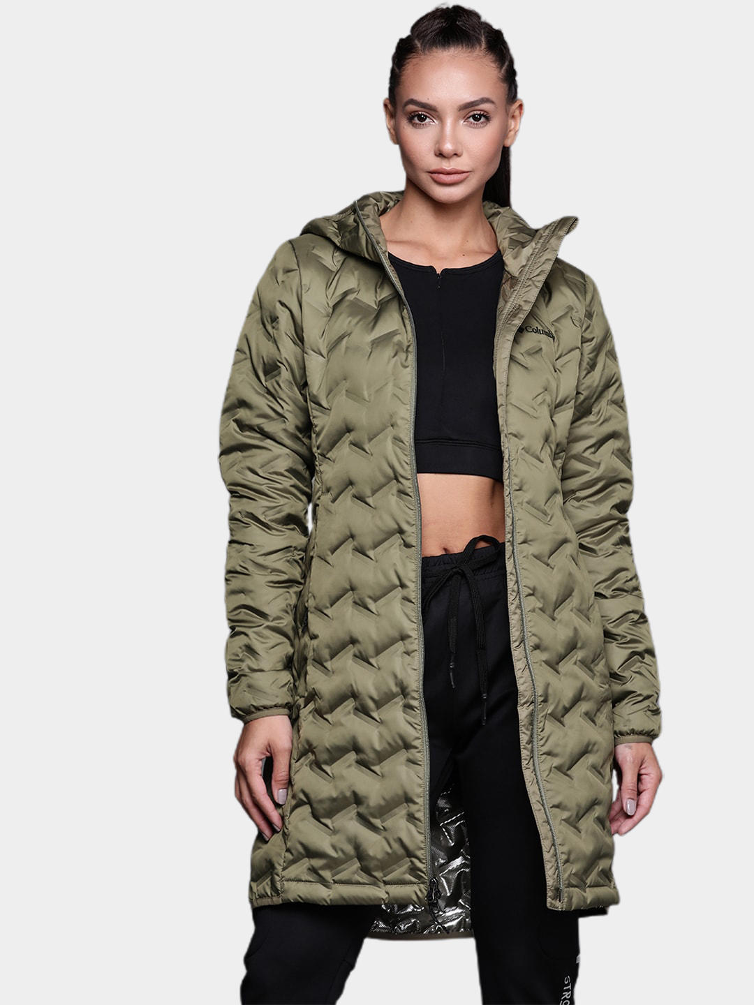 Columbia Women Olive Delta Ridge Long Down Jacket