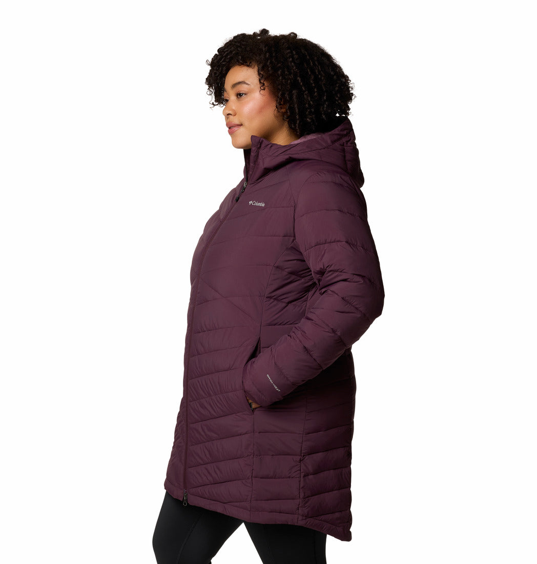 Columbia Women Red Omni-Heat Inifnity Joy Peak II Mid Hooded Down Jacket (Plus Size)
