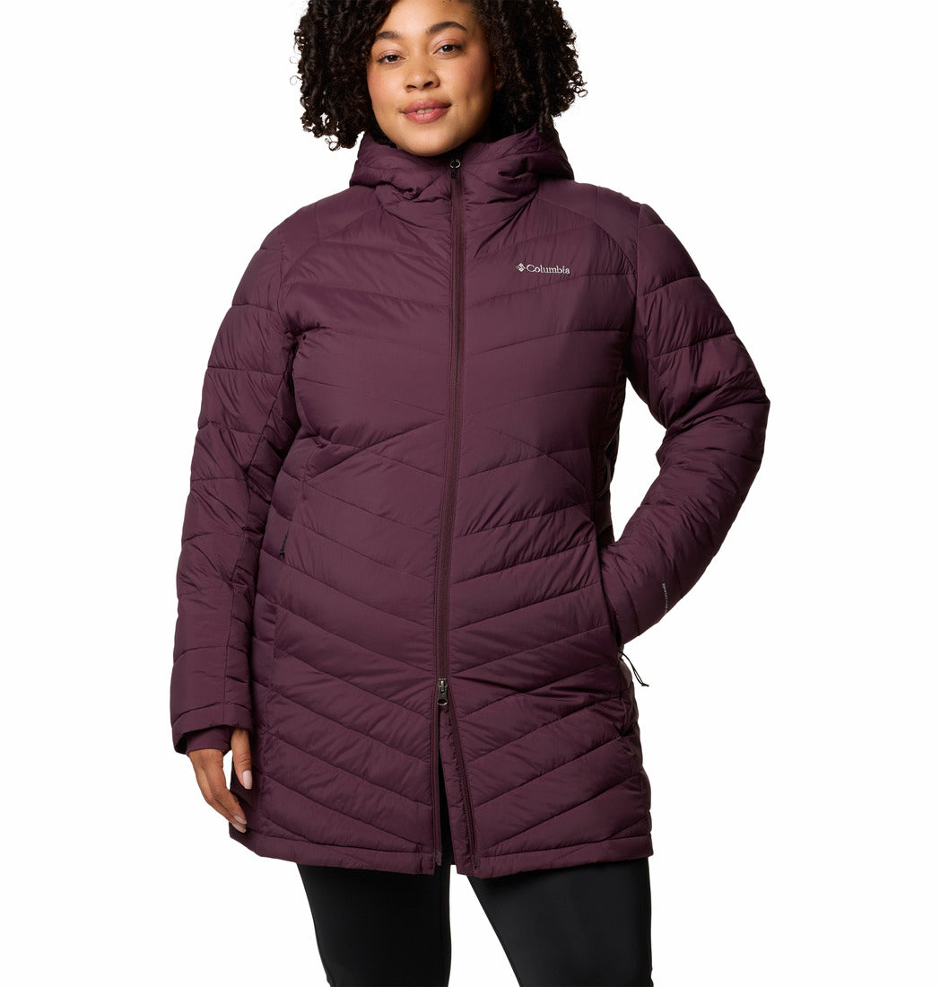 Columbia Women Red Omni-Heat Inifnity Joy Peak II Mid Hooded Down Jacket (Plus Size)