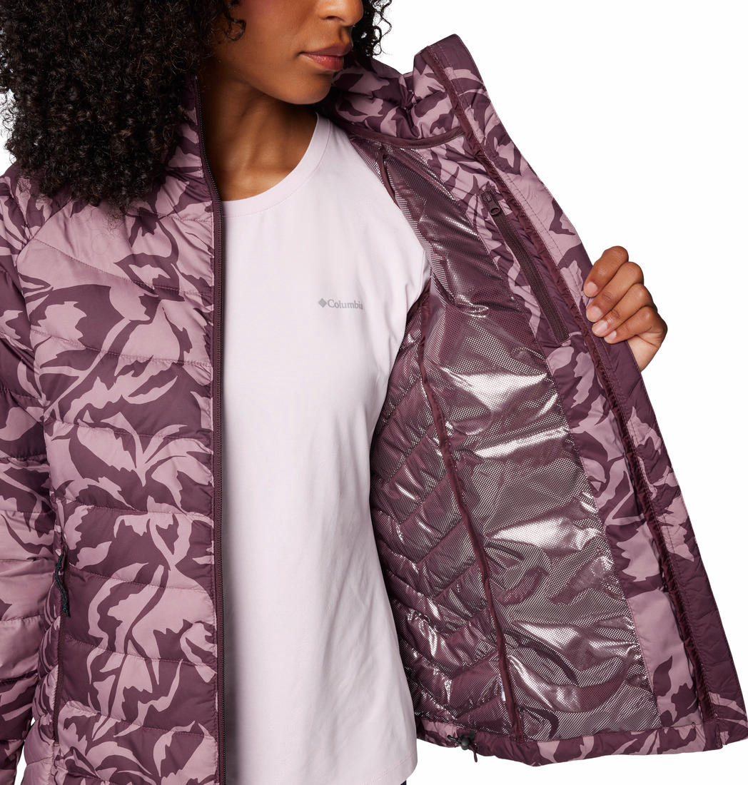 Columbia Women Red Powder Lite II Printed Full Zip Jacket