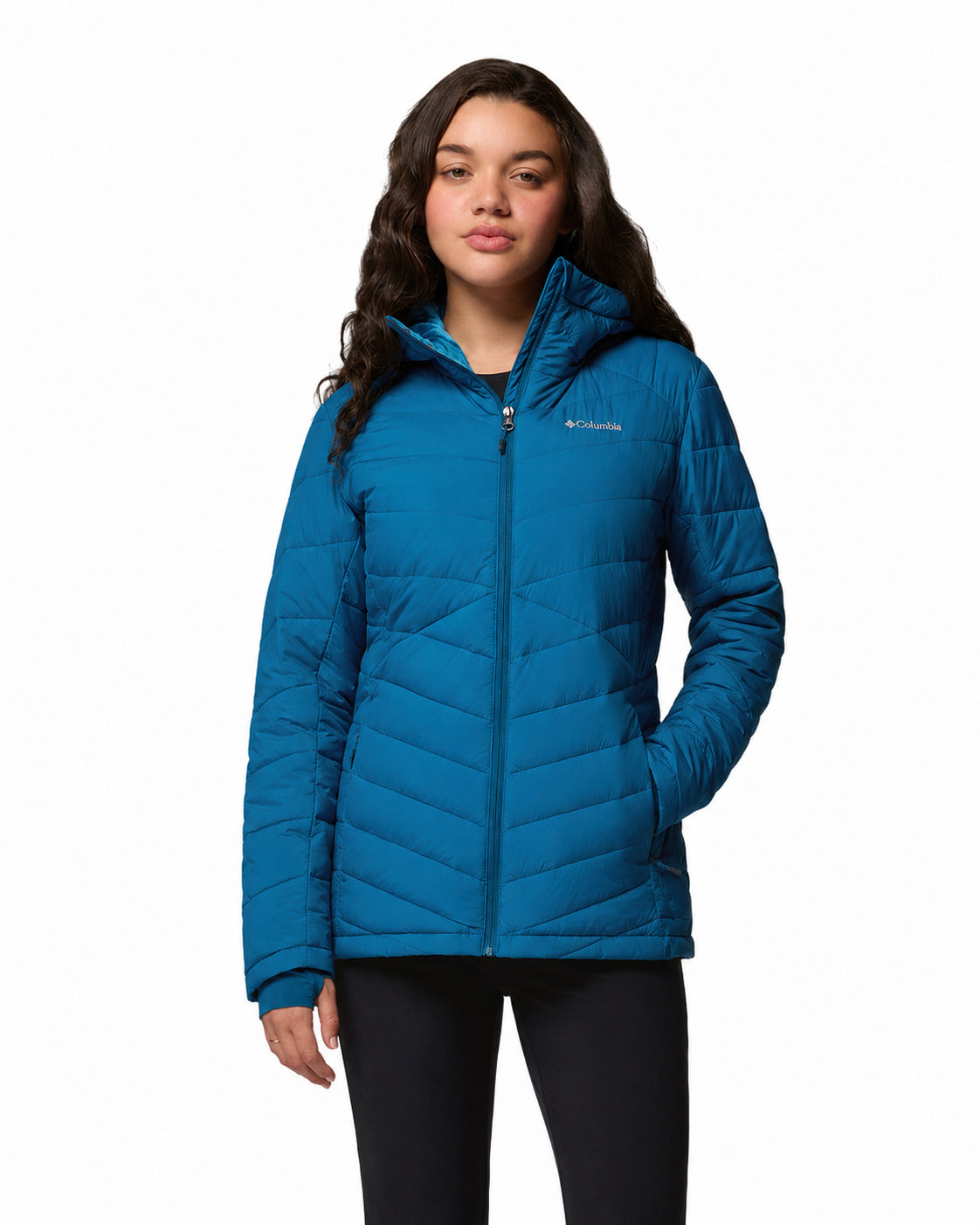 women blue omni heat infinity joy peak ii down jacket