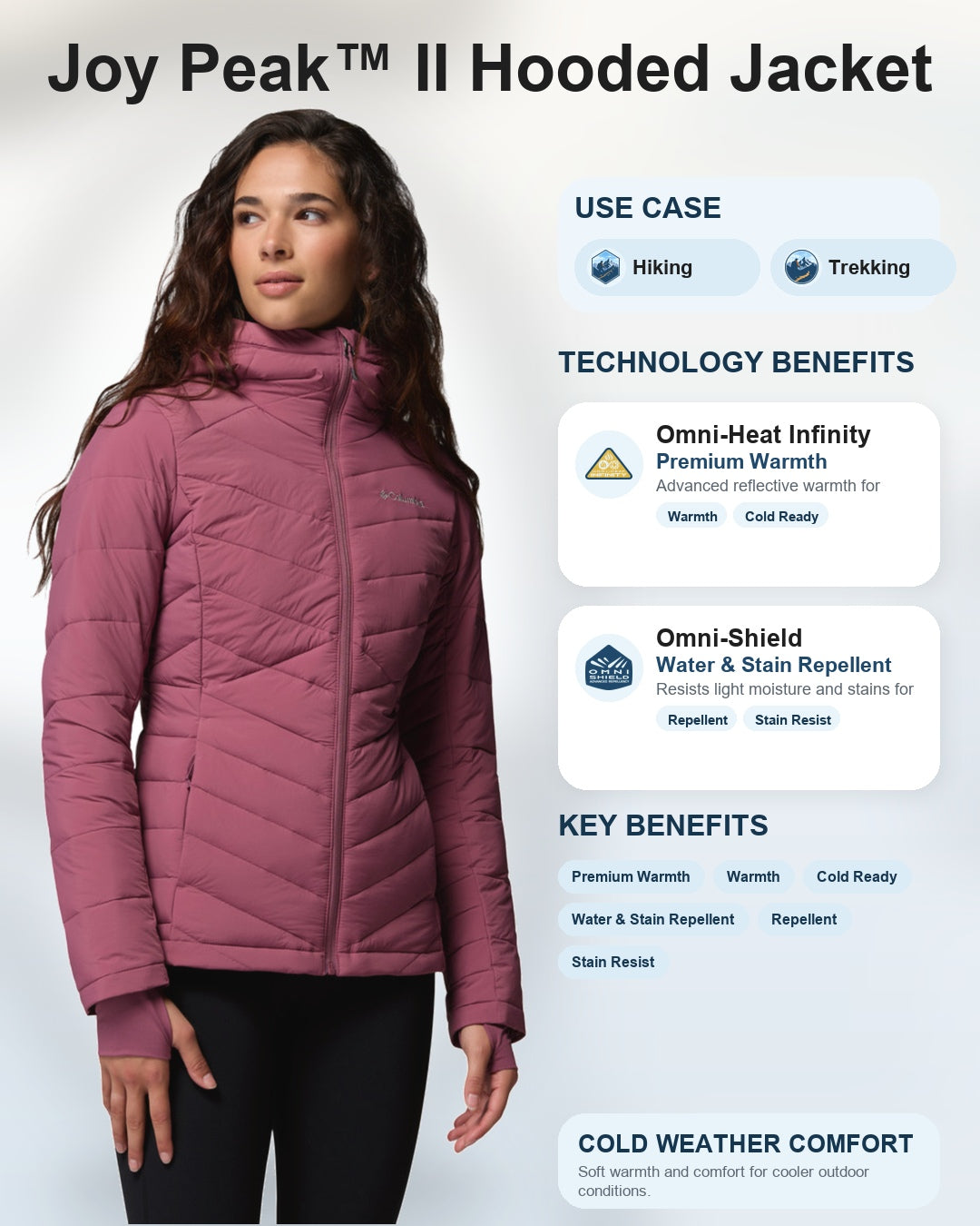 women purple omni heat infinity joy peak ii down jacket