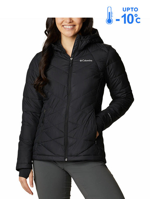 Columbia Women Black Omni-Heat Reflective Heavenly Hooded Down Jacket