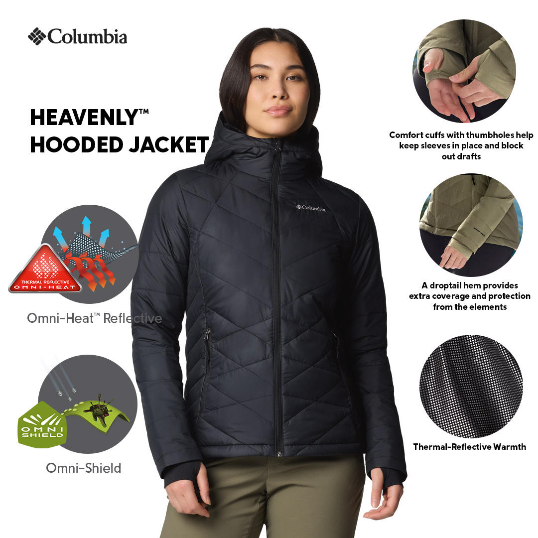 Columbia Womens Black Omni-Heat Reflective Heavenly Hooded Jacket