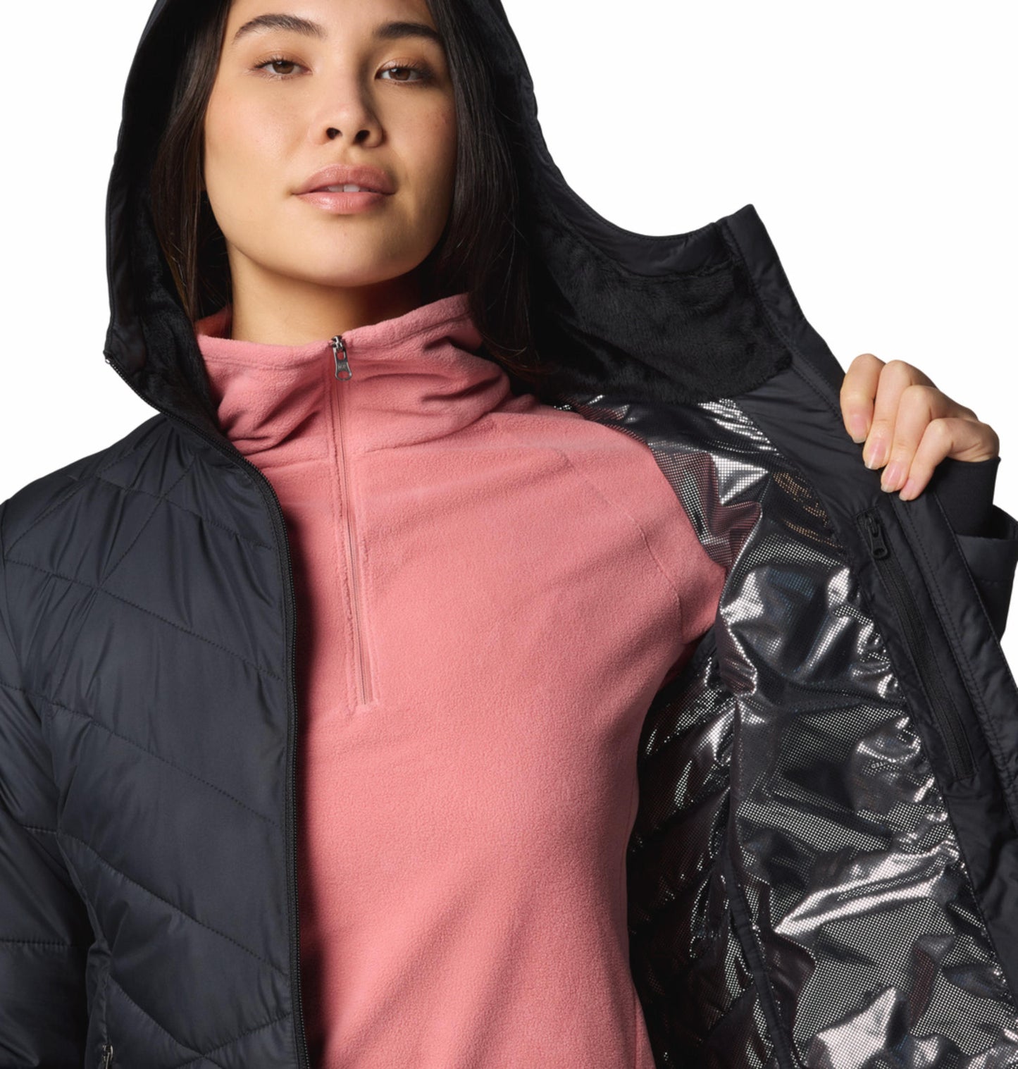 Columbia Womens Black Omni-Heat Reflective Heavenly Hooded Jacket