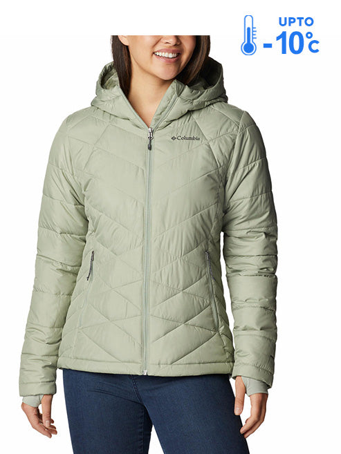 Columbia Women Green Omni-Heat Reflective Heavenly Hooded Down Jacket