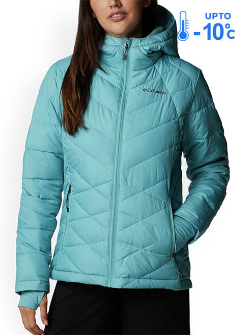 Columbia Women Blue Omni-Heat Reflective Heavenly Hooded Down Jacket