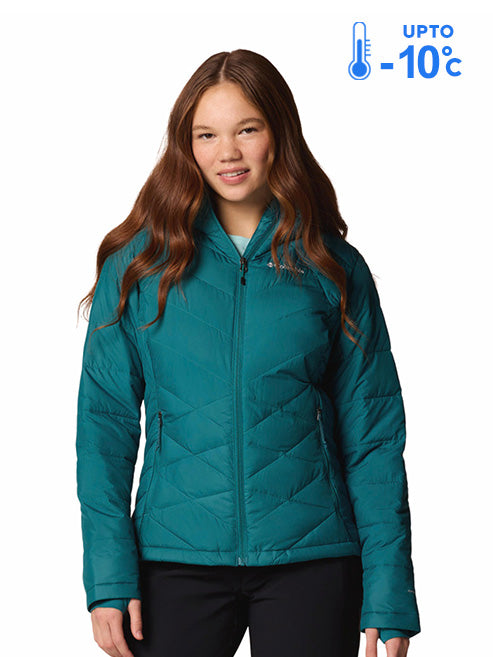 Columbia Women Blue Omni-Heat Reflective Heavenly Hooded Down Jacket