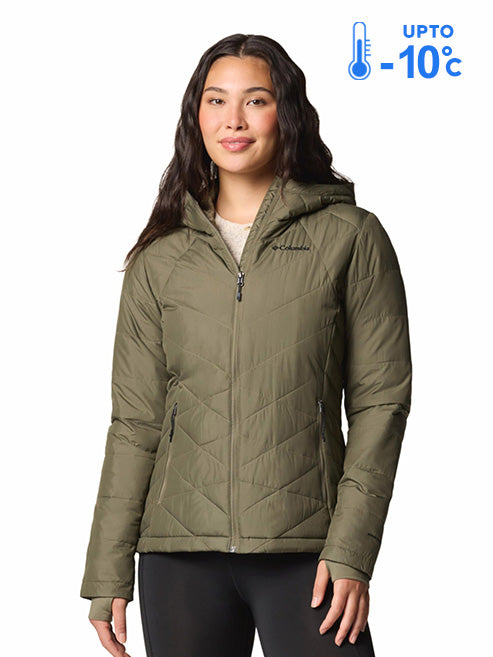 Columbia Women’s Green Omni-Heat Reflective Heavenly Hooded Down Jacket