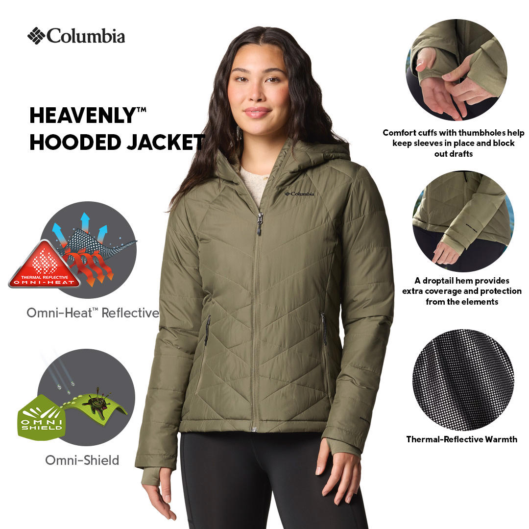 Columbia Womens Olive Omni-Heat Reflective Heavenly Hooded Jacket
