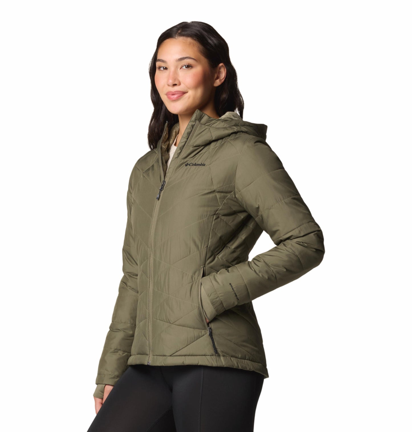 Columbia Womens Olive Omni-Heat Reflective Heavenly Hooded Jacket