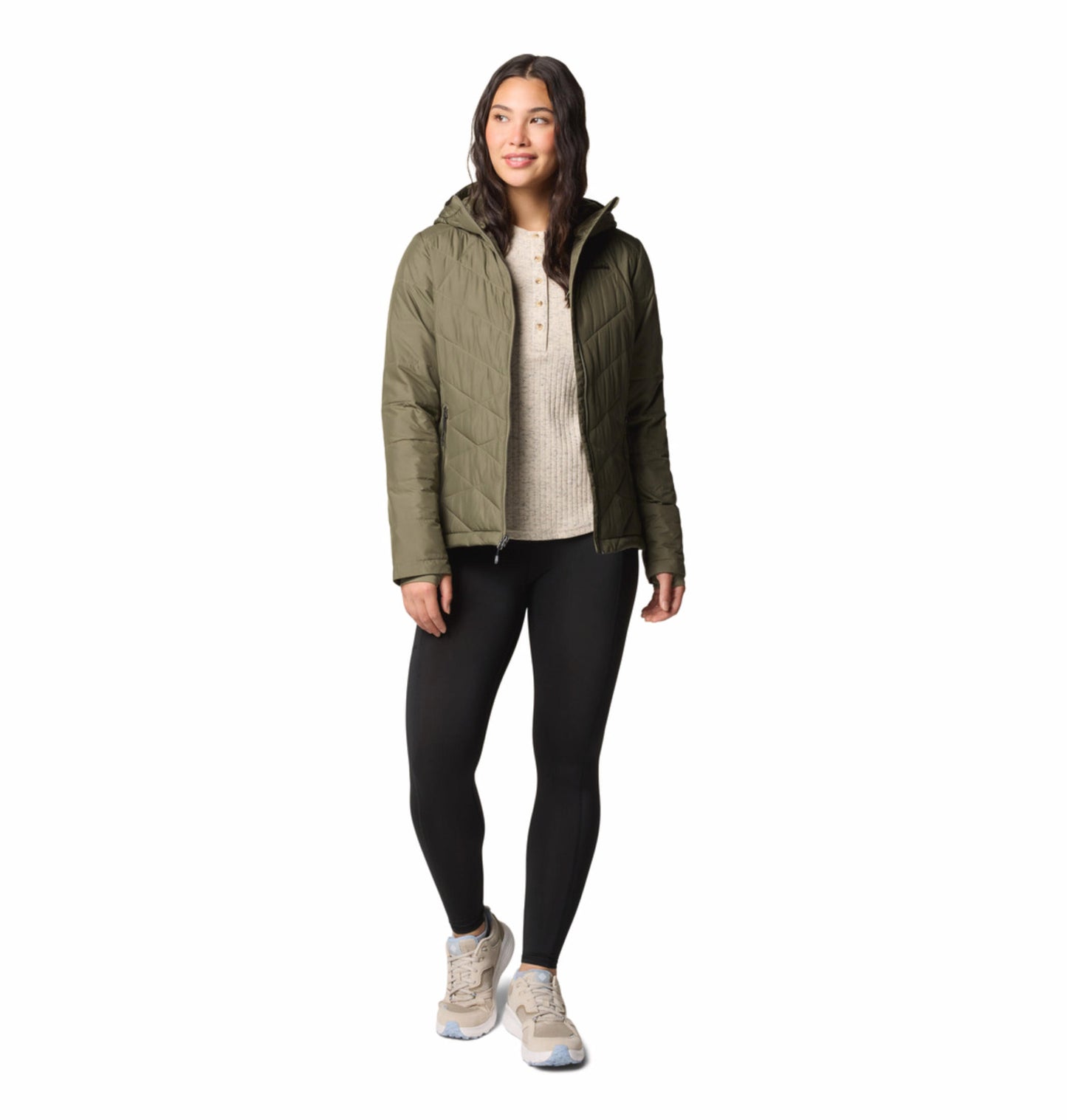 Columbia Womens Olive Omni-Heat Reflective Heavenly Hooded Jacket