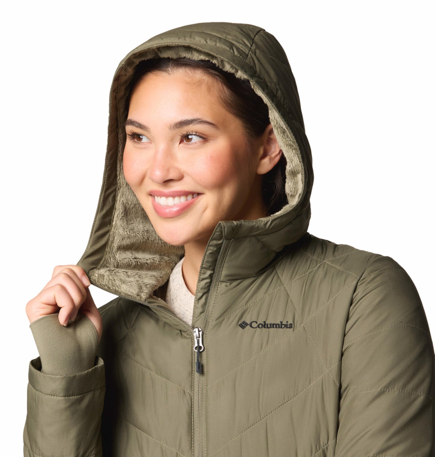 Columbia Womens Olive Omni-Heat Reflective Heavenly Hooded Jacket