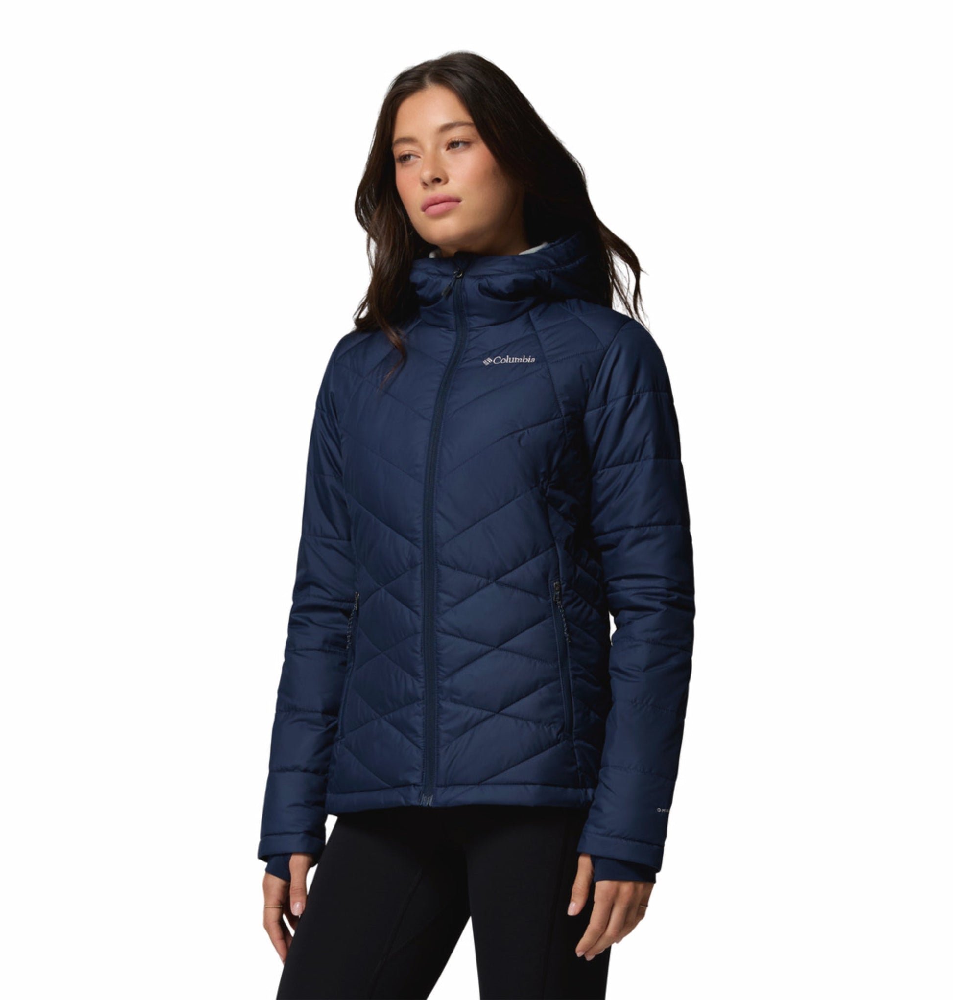 women blue omni heat reflective heavenly down jacket