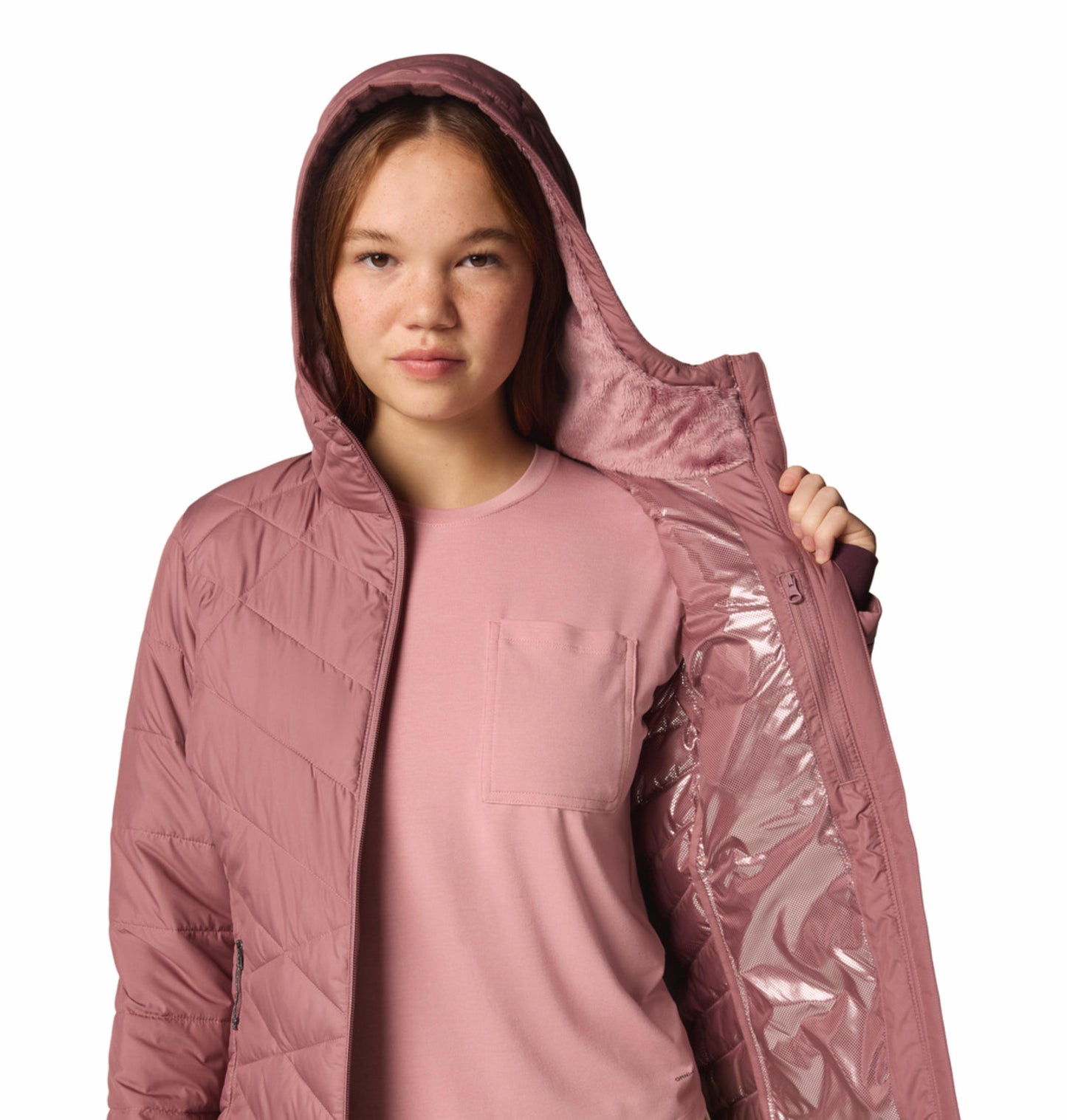 Columbia Womens Pink Omni-Heat Reflective Heavenly Hooded Jacket