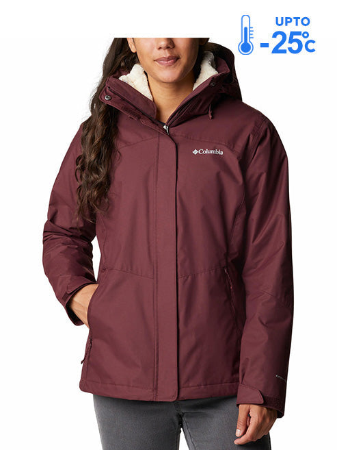 Columbia Women Red Omni-Heat Reflective Bugaboo II Fleece Hooded Interchange Jacket