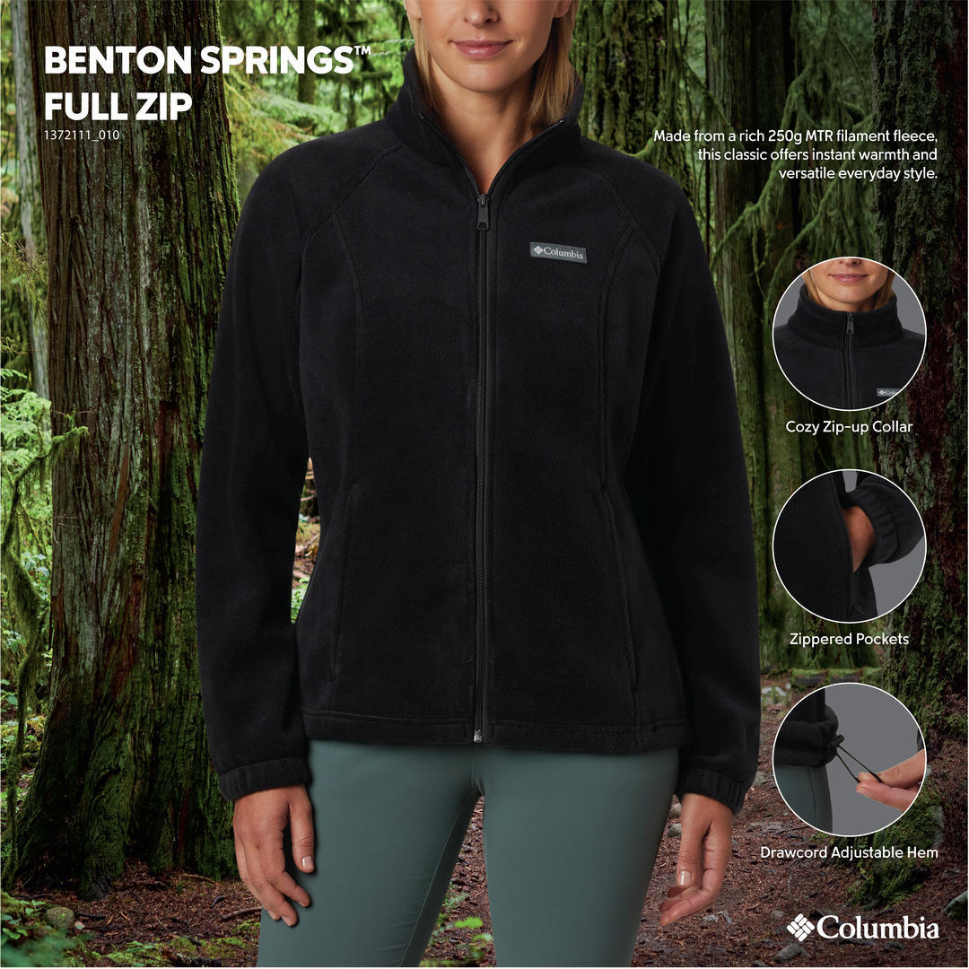 Columbia Women Black Benton Springs Full Zip