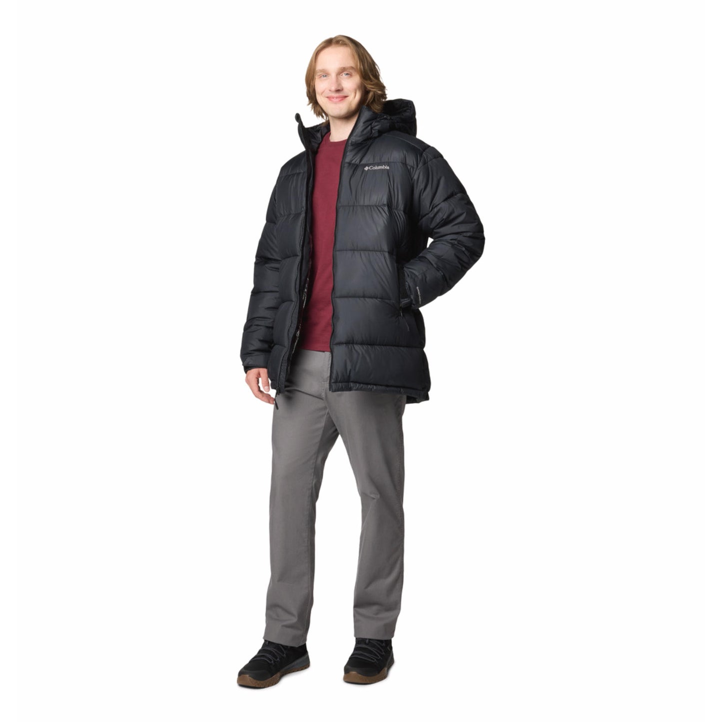 Columbia Men Black Omni-Heat Reflective Pike Lake Parka Hooded Down Jacket