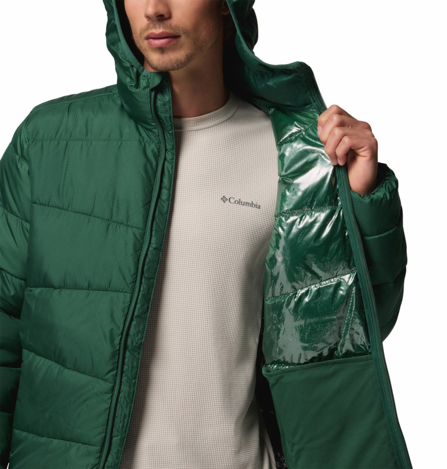 Columbia Men Green OmniHeat Reflective Fivemile Butte II Down Jacket