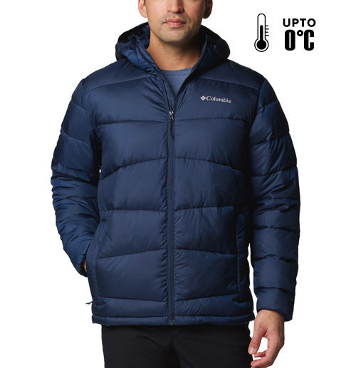 Columbia Men Navy Blue Omni-Heat Reflective Fivemile Butte II Hooded Down Jacket