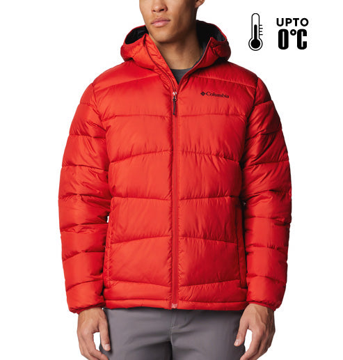 Columbia Men Red Omni-Heat Reflective Fivemile Butte II Hooded Down Jacket
