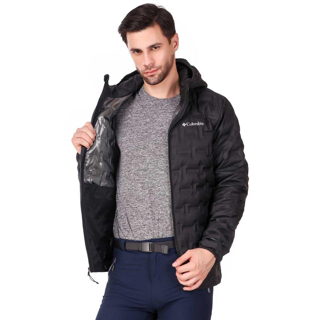 Columbia Men Black Omni-Heat Reflective Delta Ridge Hooded Down Jacket