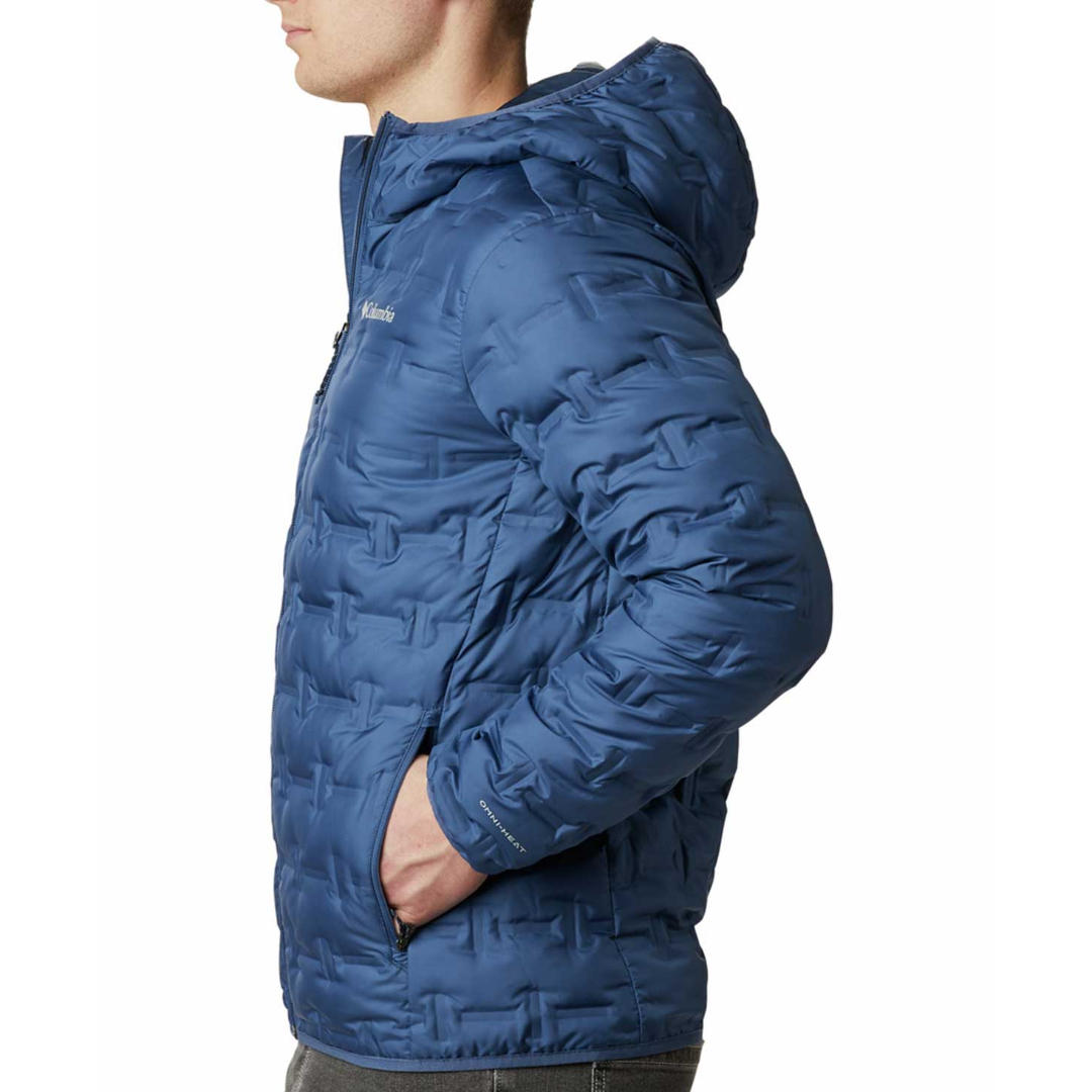 Columbia Men Blue Omni-Heat Reflective Delta Ridge Hooded Down Jacket