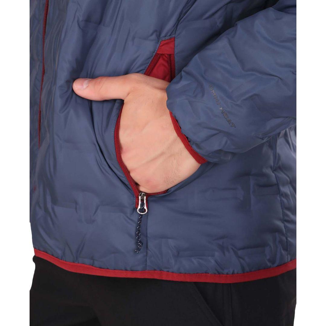 Columbia Men Blue Omni-Heat Reflective Delta Ridge Hooded Down Jacket