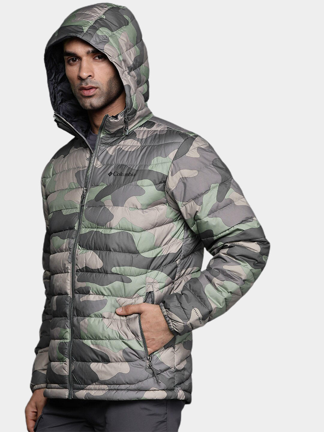 Columbia Men Green Powder Lite Hooded Jacket