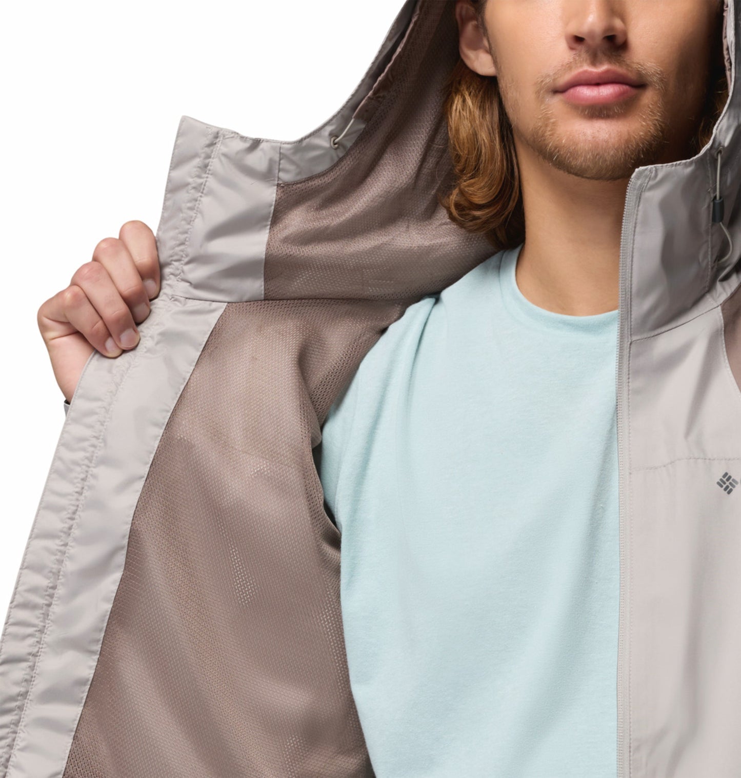 Columbia Men's Omni-Tech Inner Limits III Waterproof Rain Jacket - Light Grey, Plus Size
