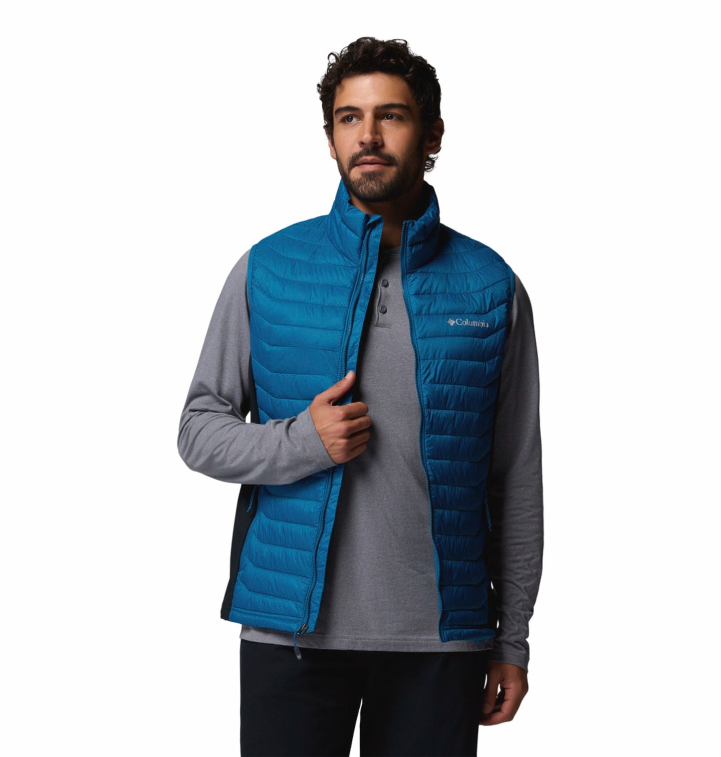 men blue omni shield powder pass hybrid vest