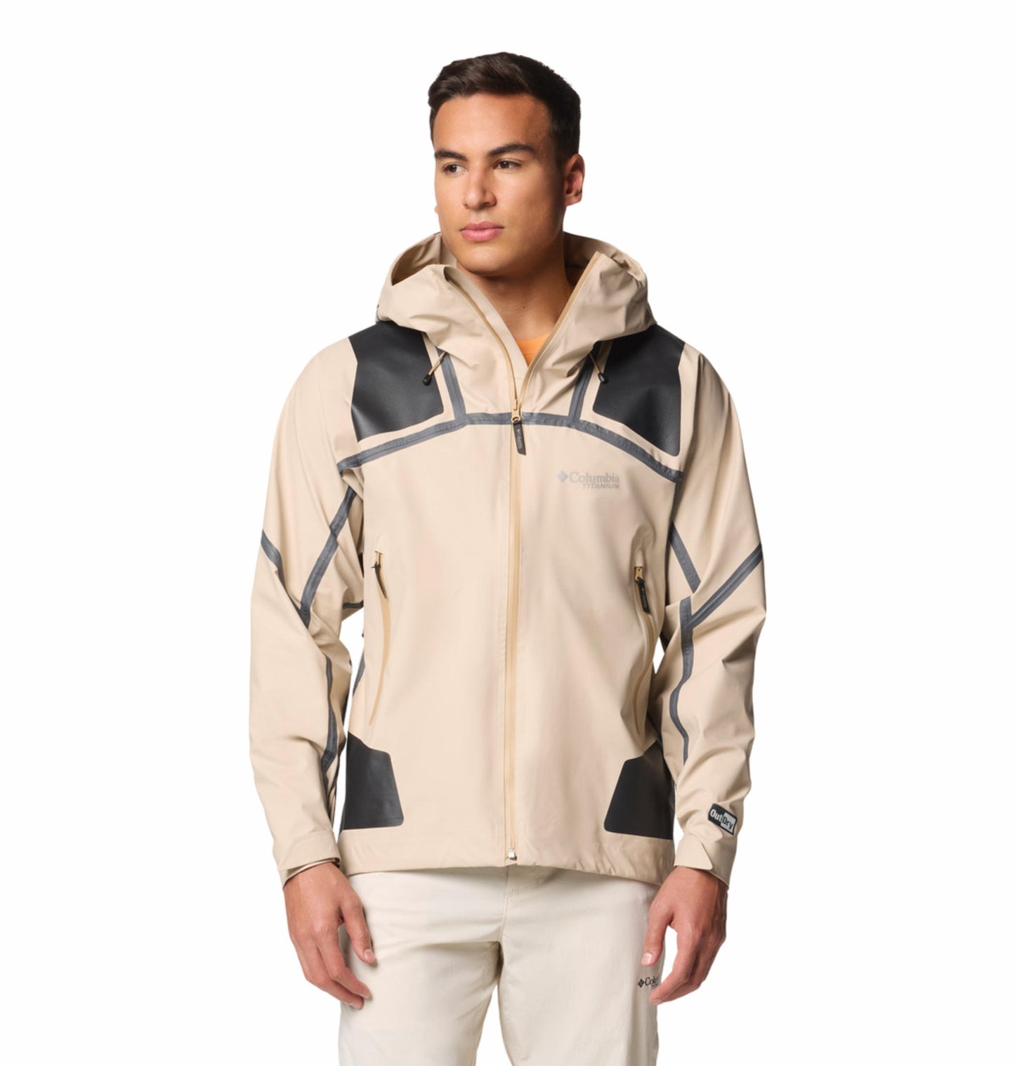 Columbia Mens Beige OutDry Extreme Whistler Peak Shell Rain Jacket