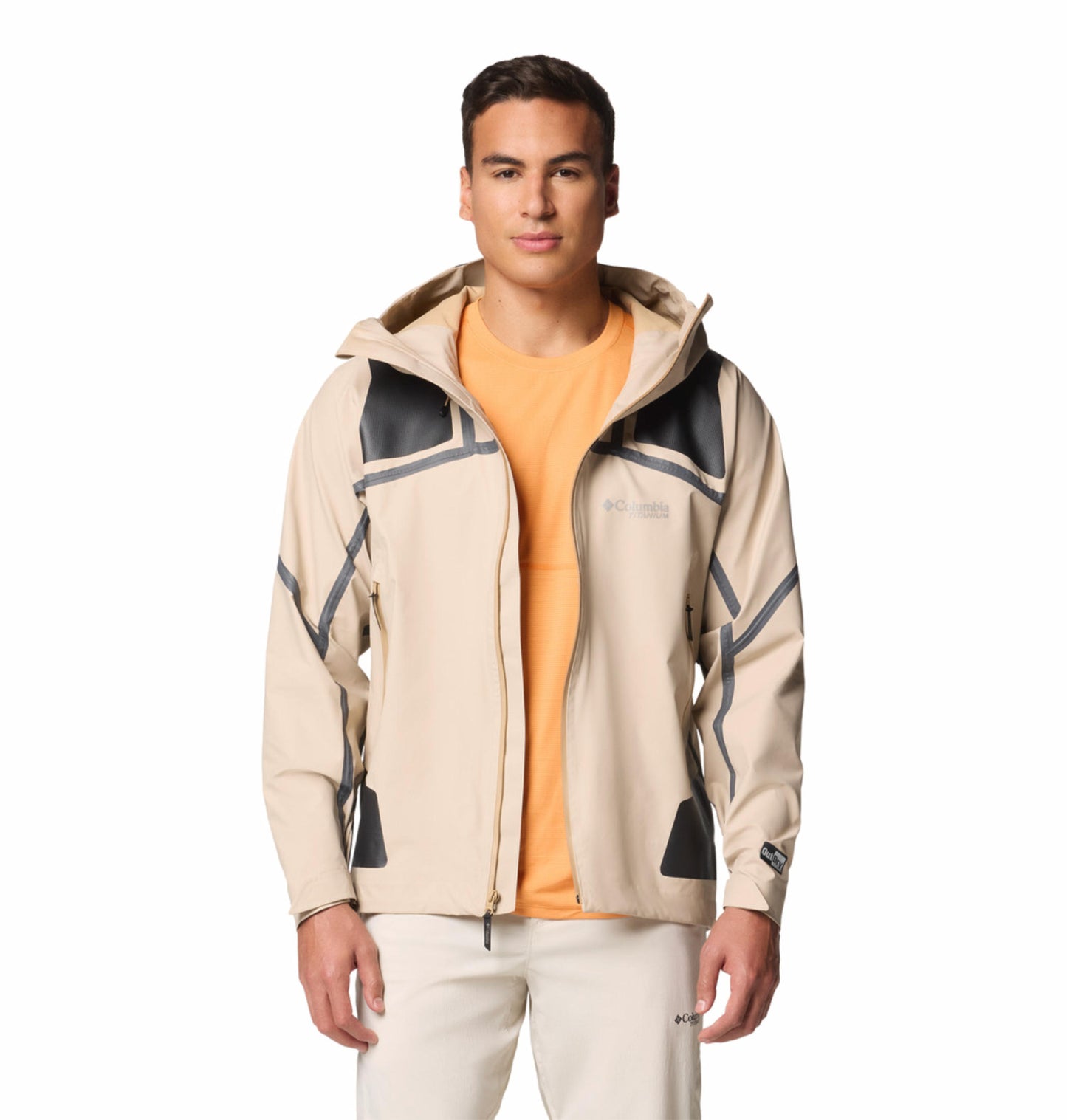 Columbia Mens Beige OutDry Extreme Whistler Peak Shell Rain Jacket