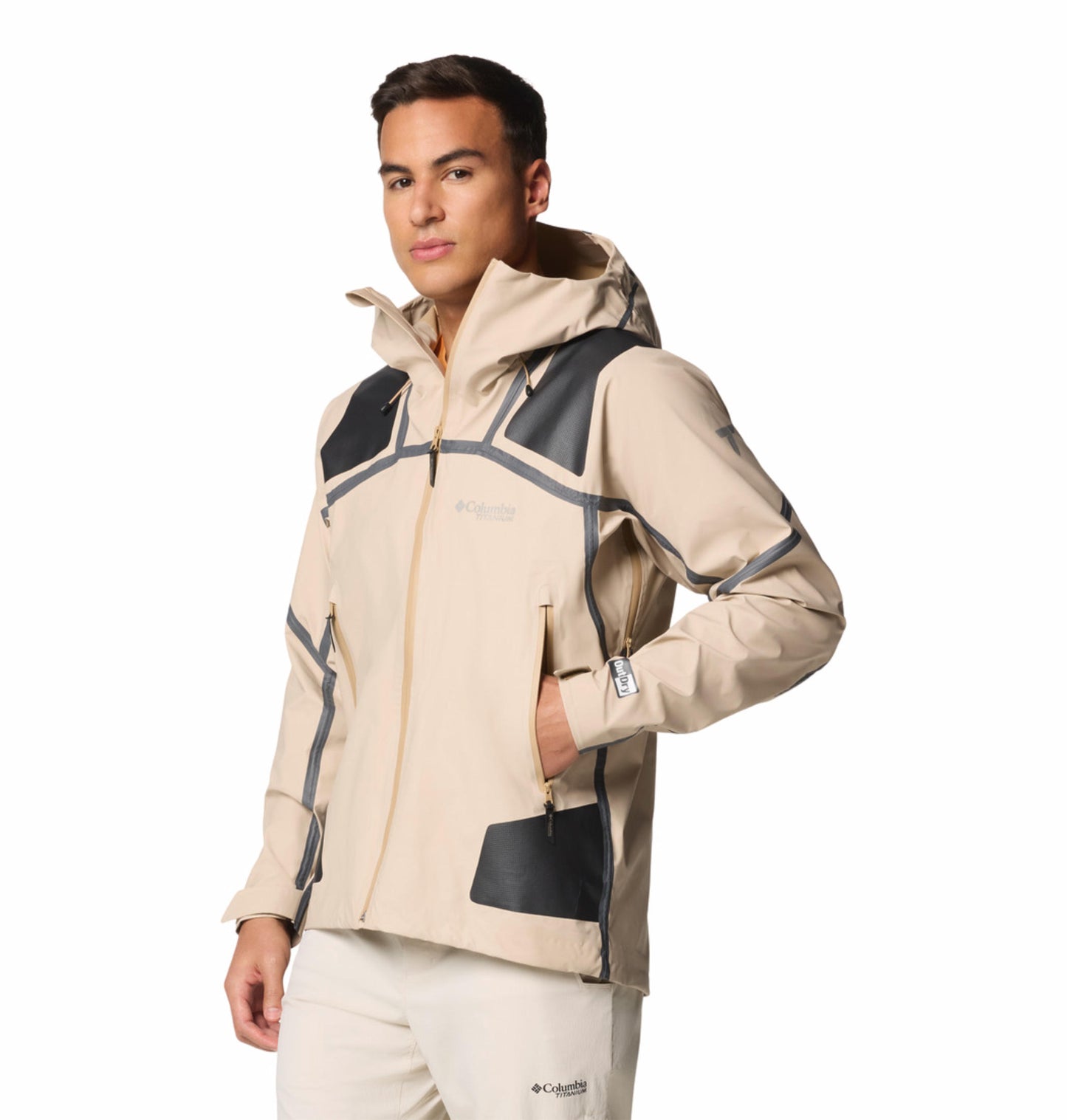 Columbia Mens Beige OutDry Extreme Whistler Peak Shell Rain Jacket