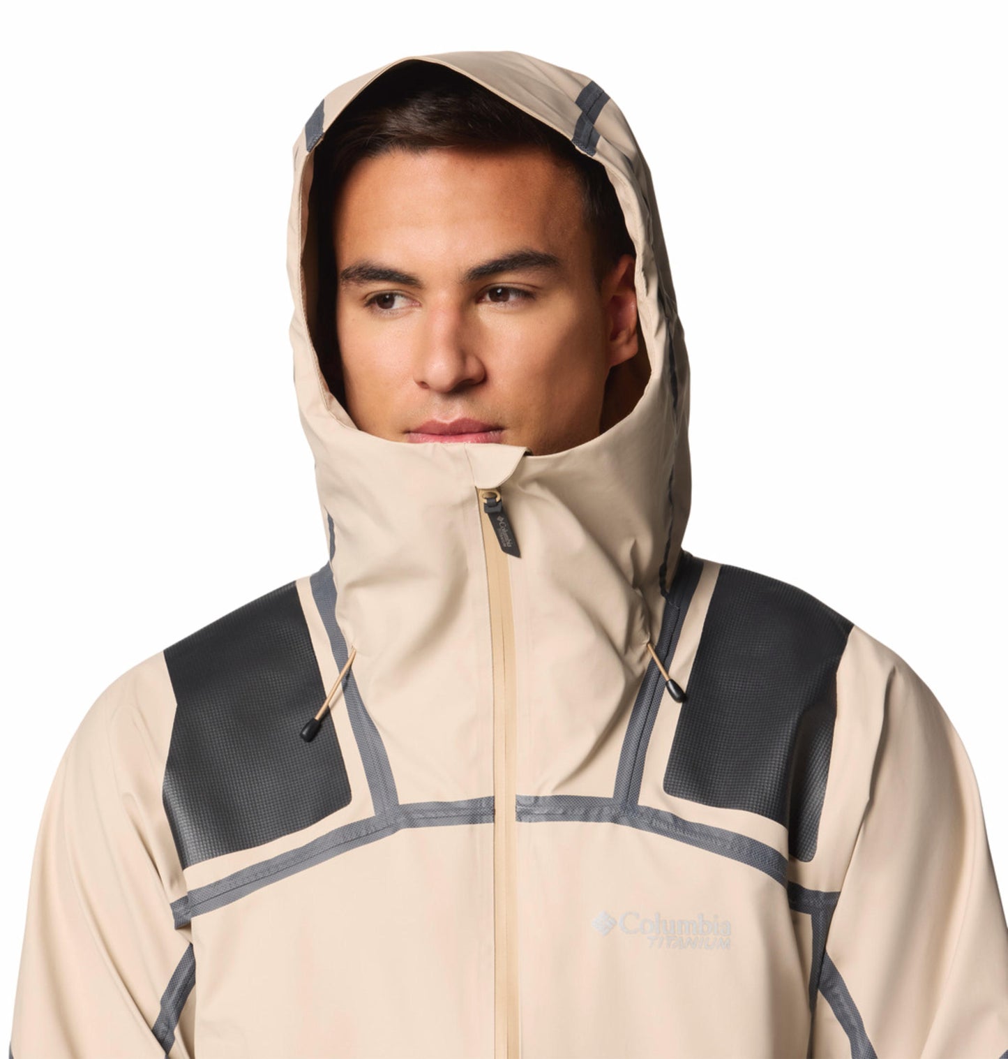 Columbia Mens Beige OutDry Extreme Whistler Peak Shell Rain Jacket