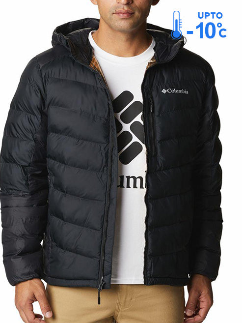 Columbia Men Black Omni-Heat Inifnity Labyrinth Loop Hooded Down Jacket