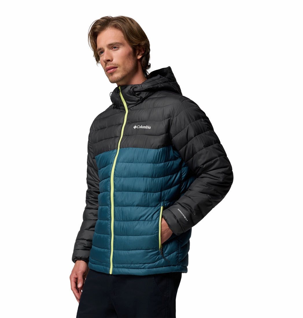 Columbia Men Blue Omni-Heat Reflective Powder Lite II Hooded Down Jacket (Plus Size)