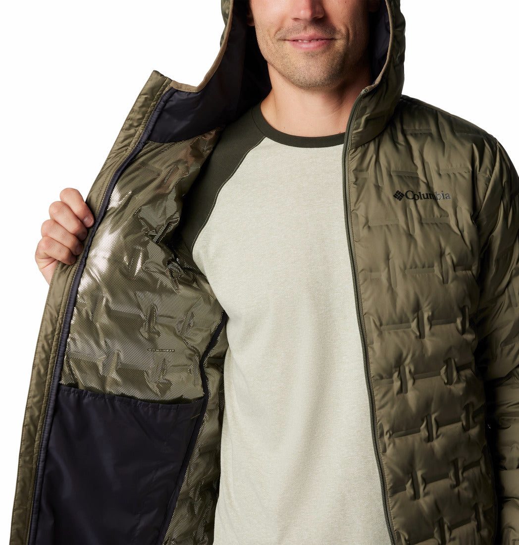 Columbia Men Green Omni-Heat Reflective Delta Ridge II Hooded Down Jacket (Plus Size)